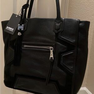 Aimee Kestenberg Black Leather Tote/Shoulder Bag